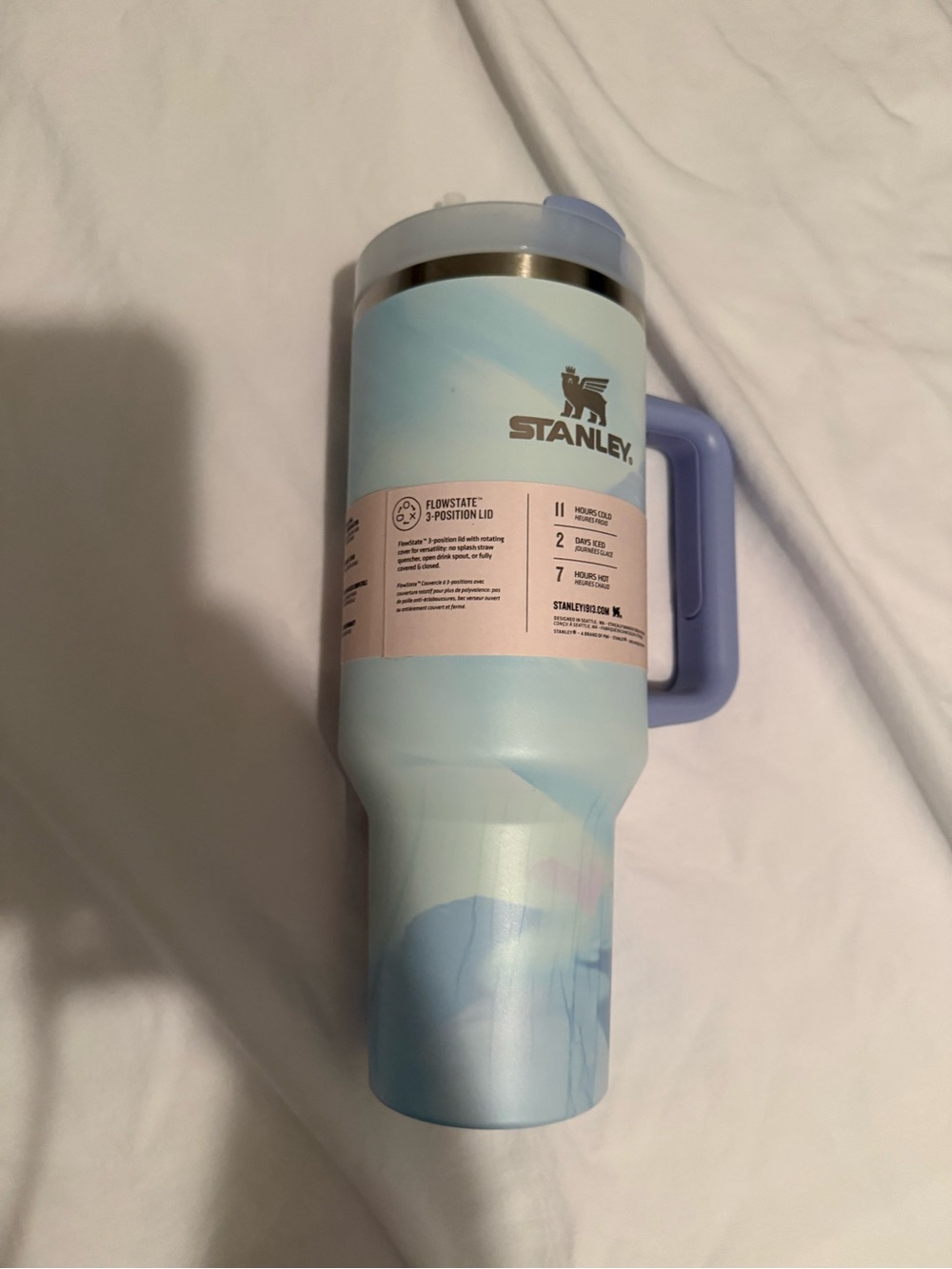 Stanley Light Blue and Lavender Insulated Travel Tumbler with Handle